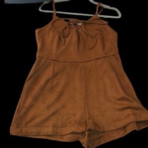 Brown suede romper